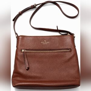 Kate Spade New York Burgundy Brown Pebbled Leather Crossbody Purse Zip Top Bag